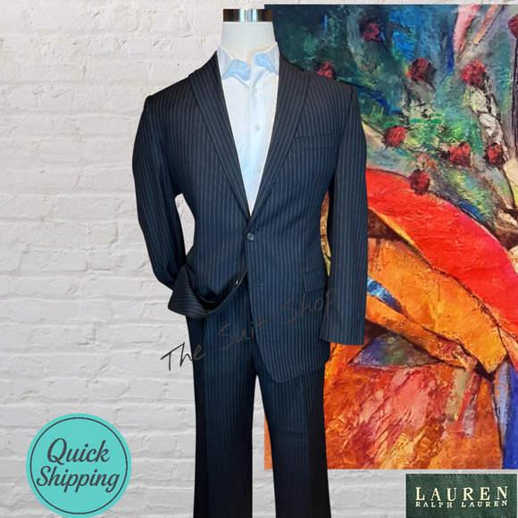 Ralph Lauren Other - Ralph Lauren LRL Mens 42L 40x30 Black Stripe 2 Piece Suit Note